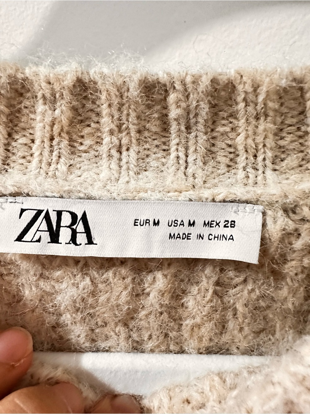 Zara Cream Floral Appliqué Crewneck Sweater - Picture 4 of 6